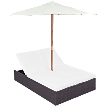 Modway Convene Double Outdoor Patio Chaise EEI-2180-EXP-WHI-SET Espresso White