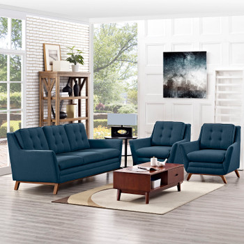 Modway Beguile 3 Piece Upholstered Fabric Living Room Set EEI-2184-AZU-SET Azure