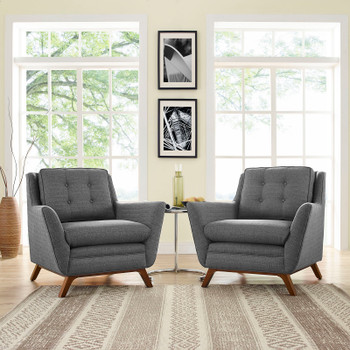 Modway Beguile 2 Piece Upholstered Fabric Living Room Set EEI-2185-DOR-SET Gray