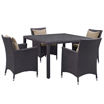 Modway Convene 5 Piece Outdoor Patio Dining Set EEI-2191-EXP-MOC-SET Espresso Mocha