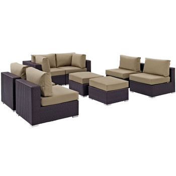 Modway Convene 8 Piece Outdoor Patio Sectional Set EEI-2204-EXP-MOC-SET Espresso Mocha