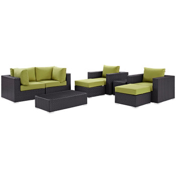 Modway Convene 8 Piece Outdoor Patio Sectional Set EEI-2206-EXP-PER-SET Espresso Peridot