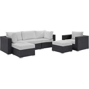 Modway Convene 6 Piece Outdoor Patio Sectional Set EEI-2207-EXP-WHI-SET Espresso White