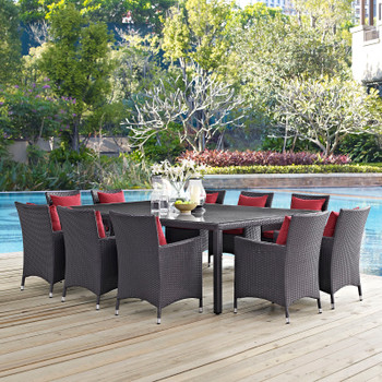 Modway Convene 11 Piece Outdoor Patio Dining Set EEI-2240-EXP-RED-SET Espresso Red