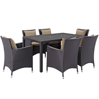 Modway Convene 7 Piece Outdoor Patio Dining Set EEI-2241-EXP-MOC-SET Espresso Mocha