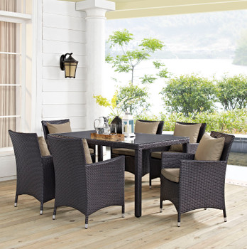 Modway Convene 7 Piece Outdoor Patio Dining Set EEI-2241-EXP-MOC-SET Espresso Mocha