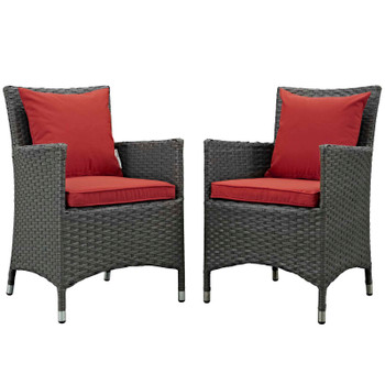 Modway Sojourn 2 Piece Outdoor Patio Sunbrella® Dining Set EEI-2242-CHC-RED-SET Canvas Red