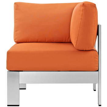 Modway Shore Outdoor Patio Aluminum Corner Sofa EEI-2264-SLV-ORA Silver Orange