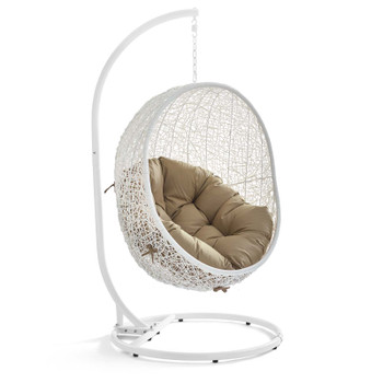 Modway Hide Outdoor Patio Swing Chair With Stand EEI-2273-WHI-MOC White Mocha