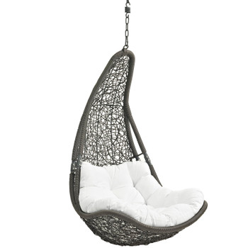 Modway Abate Outdoor Patio Swing Chair With Stand EEI-2276-GRY-WHI-SET Gray White