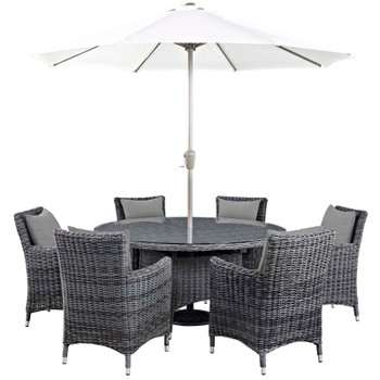 Modway Summon 8 Piece Outdoor Patio Sunbrella® Dining Set EEI-2329-GRY-GRY-SET Canvas Gray