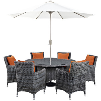 Modway Summon 8 Piece Outdoor Patio Sunbrella® Dining Set EEI-2329-GRY-TUS-SET Canvas Tuscan