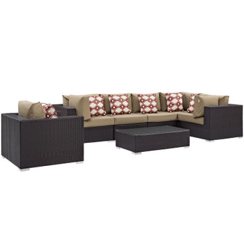 Modway Convene 7 Piece Outdoor Patio Sectional Set EEI-2350-EXP-MOC-SET Espresso Mocha