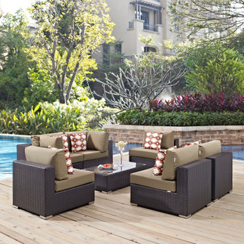 Modway Convene 7 Piece Outdoor Patio Sectional Set EEI-2357-EXP-MOC-SET Espresso Mocha