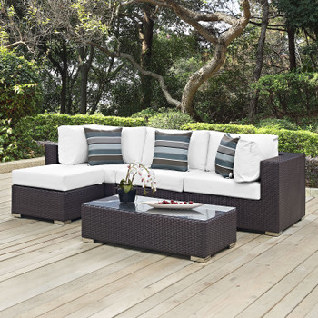 Modway Convene 5 Piece Outdoor Patio Sectional Set EEI-2362-EXP-WHI-SET Espresso White