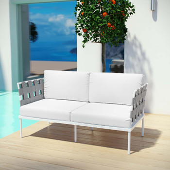 Modway Harmony Outdoor Patio Aluminum Loveseat EEI-2603-WHI-WHI White White