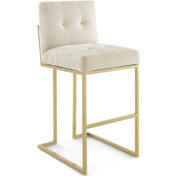 Modway Privy Gold Stainless Steel Upholstered Fabric Bar Stool EEI-3855-GLD-BEI Gold Beige