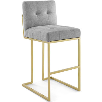 Modway Privy Gold Stainless Steel Upholstered Fabric Bar Stool EEI-3855-GLD-LGR Gold Light Gray
