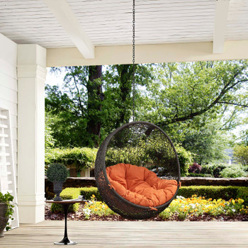 Modway Hide Outdoor Patio Swing Chair Without Stand EEI-2654-GRY-ORA Gray Orange