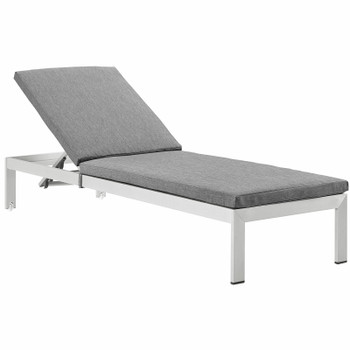 Modway Shore Outdoor Patio Aluminum Chaise with Cushions EEI-2660-SLV-GRY Silver Gray