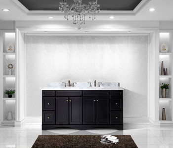 Virtu USA ED-25072-WMRO-ES-NM Avant Styles Talisa 72" Double Bathroom Vanity in Espresso with Italian Carrara White Marble Top and Round Sink
