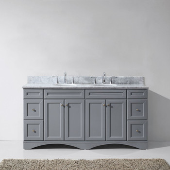 Virtu USA ED-25072-WMRO-GR-NM Avant Styles Talisa 72" Double Bathroom Vanity in Grey with Italian Carrara White Marble Top and Round Sink