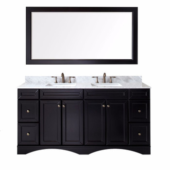 Virtu USA ED-25072-WMSQ-ES Avant Styles Talisa 72" Double Bathroom Vanity in Espresso with Italian Carrara White Marble Top and Square Sink with Mirror