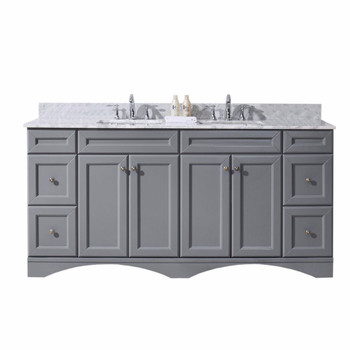 Virtu USA ED-25072-WMSQ-GR-NM Avant Styles Talisa 72" Double Bathroom Vanity in Grey with Italian Carrara White Marble Top and Square Sink