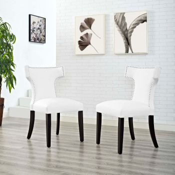 Modway Curve Dining Side Chair Vinyl Set of 2 EEI-2740-WHI-SET White