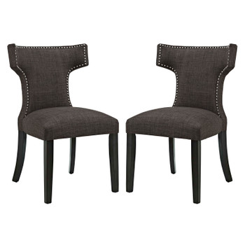 Modway Curve Dining Side Chair Fabric Set of 2 EEI-2741-BRN-SET Brown