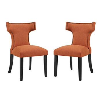Modway Curve Dining Side Chair Fabric Set of 2 EEI-2741-ORA-SET Orange