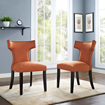 Modway Curve Dining Side Chair Fabric Set of 2 EEI-2741-ORA-SET Orange