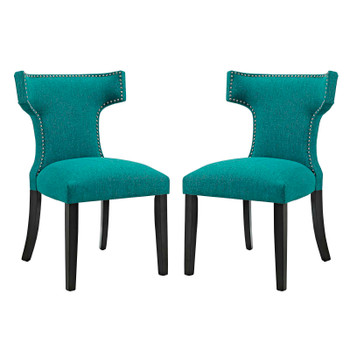 Modway Curve Dining Side Chair Fabric Set of 2 EEI-2741-TEA-SET Teal