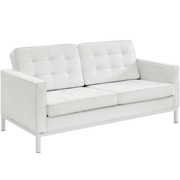 Modway Loft Leather Loveseat EEI-2780-WHI Cream White