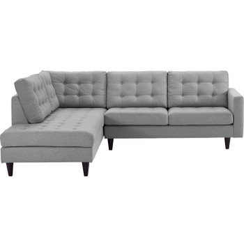 Modway Empress 2 Piece Upholstered Fabric Left Facing Bumper Sectional EEI-2798-LGR Light Gray