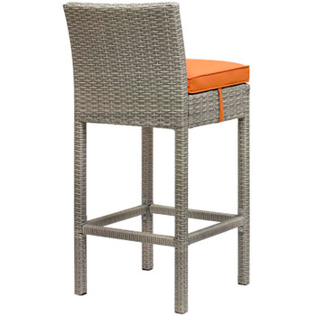 Modway Conduit Outdoor Patio Wicker Rattan Bar Stool EEI-2800-LGR-ORA Light Gray Orange