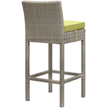 Modway Conduit Outdoor Patio Wicker Rattan Bar Stool EEI-2800-LGR-PER Light Gray Peridot