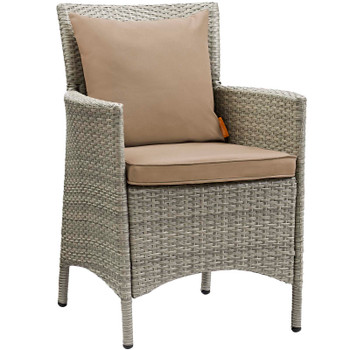 Modway Conduit Outdoor Patio Wicker Rattan Dining Armchair EEI-2802-LGR-MOC Light Gray Mocha