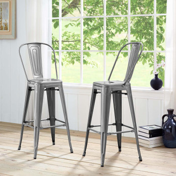 Modway Promenade Metal Bar Side Stool EEI-2815-GME Gunmetal