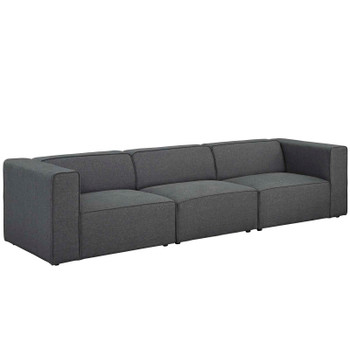 Modway Mingle 3 Piece Upholstered Fabric Sectional Sofa Set EEI-2827-GRY Gray