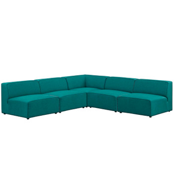 Modway Mingle 5 Piece Upholstered Fabric Armless Sectional Sofa Set EEI-2839-TEA Teal