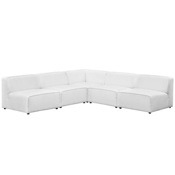 Modway Mingle 5 Piece Upholstered Fabric Armless Sectional Sofa Set EEI-2839-WHI White