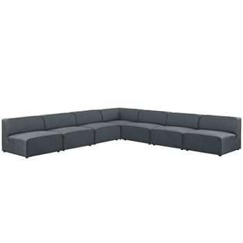 Modway Mingle 7 Piece Upholstered Fabric Sectional Sofa Set EEI-2841-GRY Gray