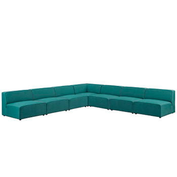 Modway Mingle 7 Piece Upholstered Fabric Sectional Sofa Set EEI-2841-TEA Teal