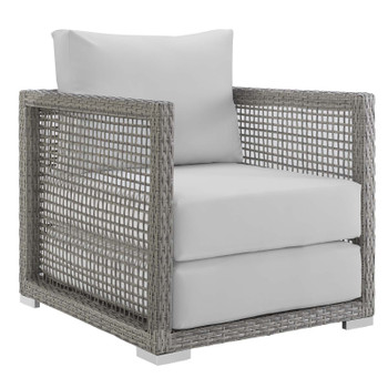 Modway Aura Rattan Outdoor Patio Armchair EEI-2918-GRY-WHI Gray White