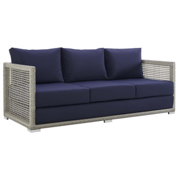 Modway Aura Outdoor Patio Wicker Rattan Sofa EEI-2923-GRY-NAV Gray Navy