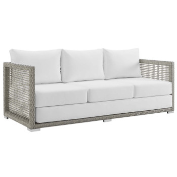 Modway Aura Outdoor Patio Wicker Rattan Sofa EEI-2923-GRY-WHI Gray White