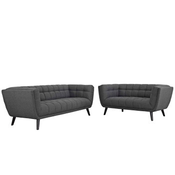 Modway Bestow 2 Piece Upholstered Fabric Sofa and Loveseat Set EEI-2975-GRY-SET Gray