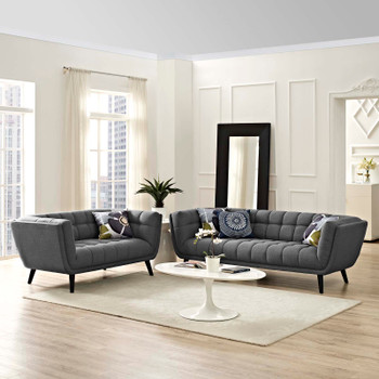 Modway Bestow 2 Piece Upholstered Fabric Sofa and Loveseat Set EEI-2975-GRY-SET Gray