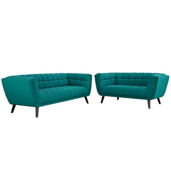 Modway Bestow 2 Piece Upholstered Fabric Sofa and Loveseat Set EEI-2975-TEA-SET Teal
